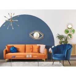 Beliani Driezitsbank - LUCAN Oranje Fluweel -Beliani 0ab025c3b8544666a513edcfea1f68c8