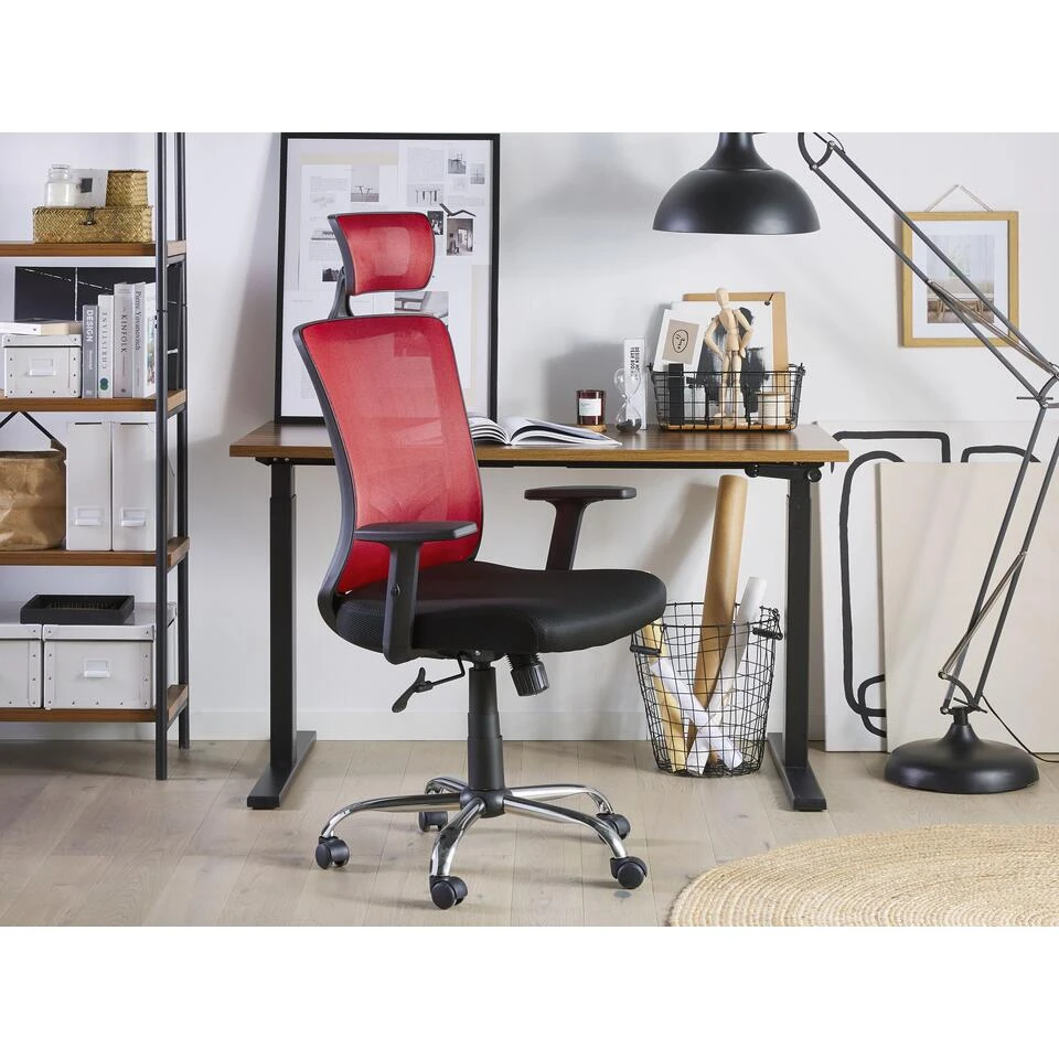 Beliani Bureaustoel NOBLE - Rood Polyester Beliani Bureaustoel NOBLE - Rood Polyester -Beliani 0fb44e44c4b6416491f21ebc27f7d9a1