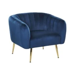 Beliani Fauteuil LACONIA - Blauw Fluweel