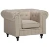 Beliani Fauteuil CHESTERFIELD - Beige Polyester 1 Beliani Fauteuil CHESTERFIELD - Beige Polyester -Beliani 1000027735