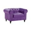 Beliani Fauteuil CHESTERFIELD - Paars Fluweel -Beliani 1000027741