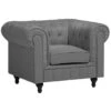 Beliani Fauteuil CHESTERFIELD - Grijs Polyester -Beliani 1000027757