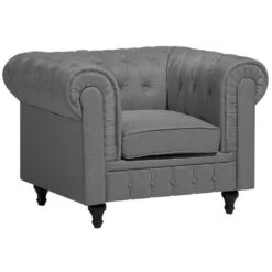 Beliani Fauteuil CHESTERFIELD - Grijs Polyester