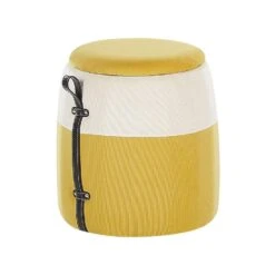 Beliani Poef RUBY - Geel Corduroy