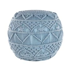 Beliani Poef KAYSERI - Blauw Katoen