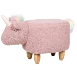 Beliani Dierenhocker UNICORN - Roze Polyester, Katoen