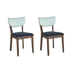 Beliani Eetkamerstoel MOKA - Donkere Houtkleur Polyester, Rubberhout