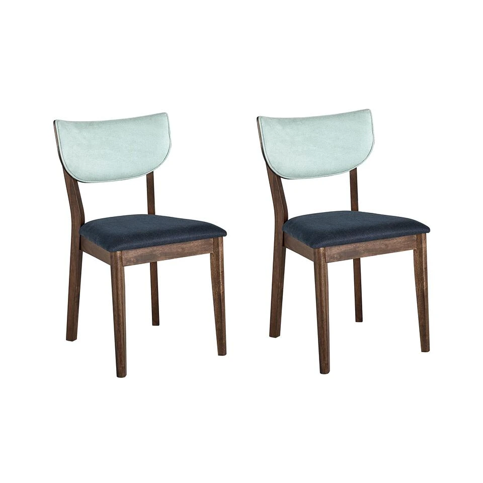 Beliani Eetkamerstoel MOKA - Donkere Houtkleur Polyester, Rubberhout Beliani Eetkamerstoel MOKA - Donkere Houtkleur Polyester, Rubberhout -Beliani 1000080300