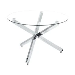 Beliani Eettafel BUTLER - Zilver Staal