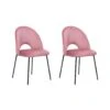 Beliani Eetkamerstoel COVELO - Roze Fluweel
