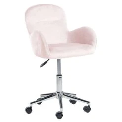 Beliani Bureaustoel PRIDDY - Roze Fluweel