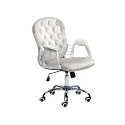 Beliani Bureaustoel PRINCESS - Grijs Fluweel