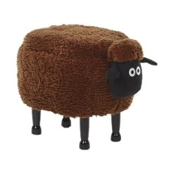 Beliani Dierenhocker SHEEP - Bruin Polyester