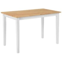 Beliani Eettafel HOUSTON - Wit Rubberhout