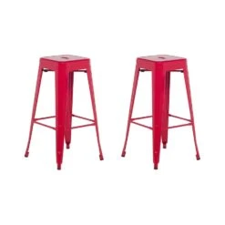 Beliani Barkruk CABRILLO - Rood Metaal