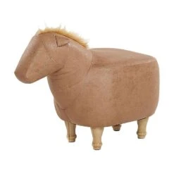 Beliani Dierenhocker HORSE - Beige Kunstleer