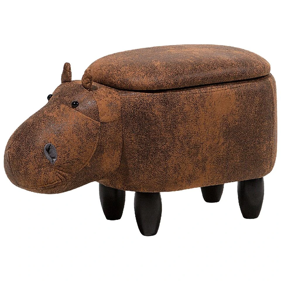 Beliani Dierenhocker HIPPO - Bruin Kunstleer Beliani Dierenhocker HIPPO - Bruin Kunstleer -Beliani 1611456238