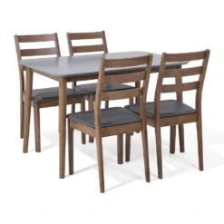 Beliani Eetkamerset MODESTO - Donkere Houtkleur Rubberhout