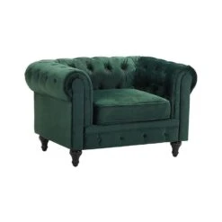 Beliani Fauteuil CHESTERFIELD - Groen Fluweel