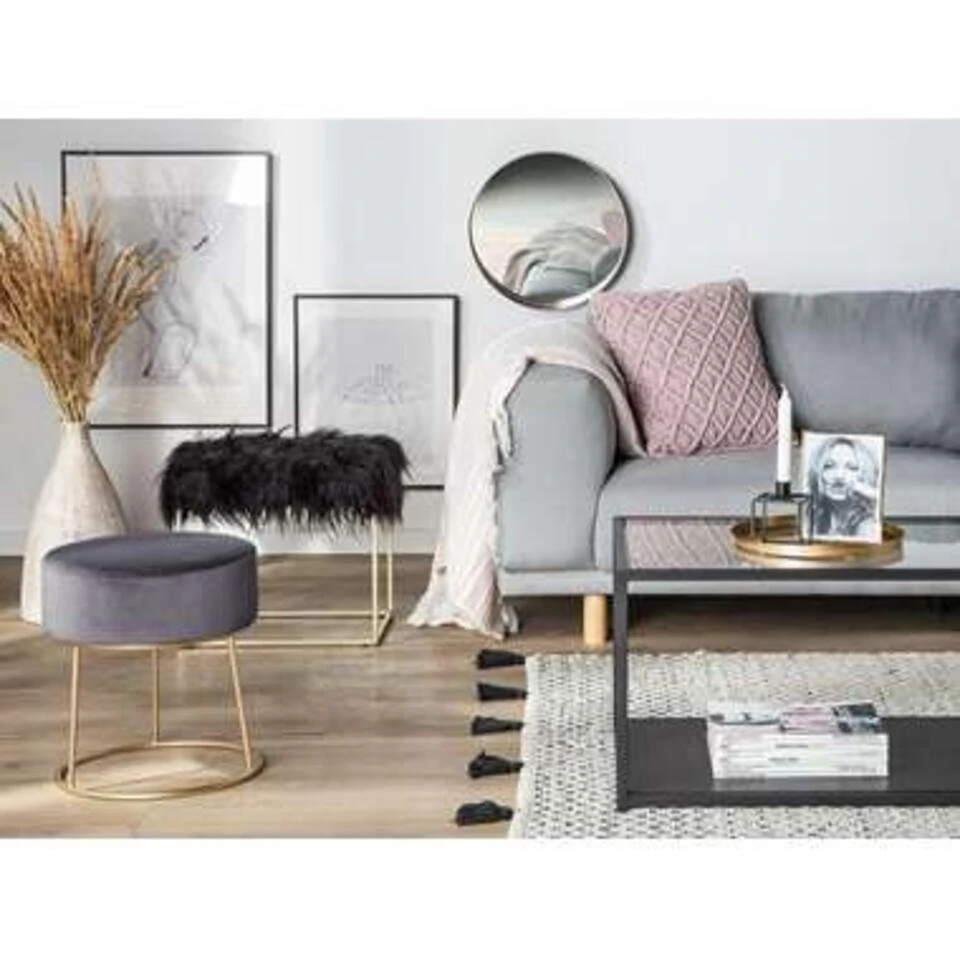 Beliani Hocker DELCO - Grijs Fluweel Beliani Hocker DELCO - Grijs Fluweel -Beliani 174871022e2c4c0ab6c2bfd206966fb8