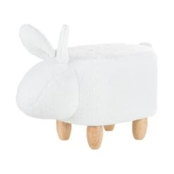 Beliani Dierenhocker BUNNY - Wit Polyester, Katoen