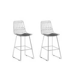 Beliani Barkruk PRESTON - Zilver Staal