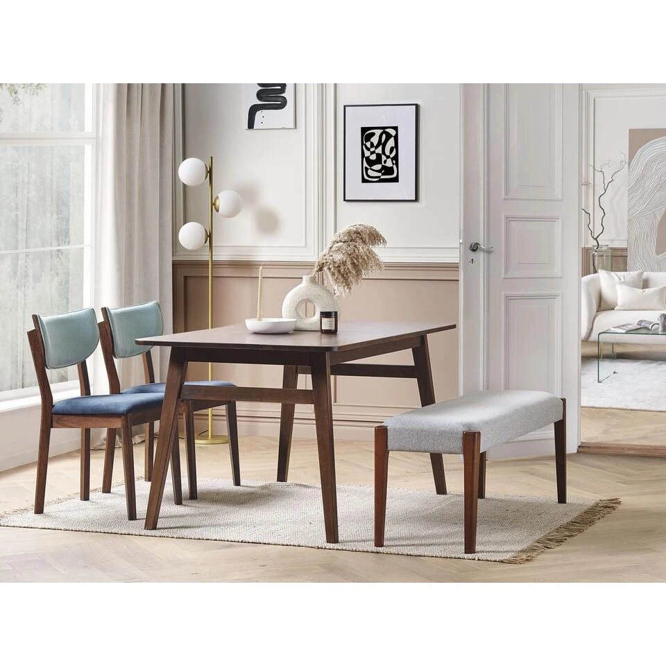 Beliani Eetkamerstoel MOKA - Donkere Houtkleur Polyester, Rubberhout Beliani Eetkamerstoel MOKA - Donkere Houtkleur Polyester, Rubberhout -Beliani 21883180bc7746dfbbc0a162476f2cdf