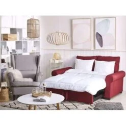 Beliani Slaapbank - SILDA Rood Polyester -Beliani 2bd7aa9ff656461bb2c7793dc4f30a47