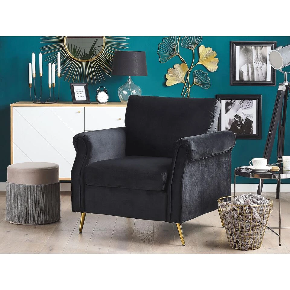 Beliani Fauteuil VIETAS - Zwart Fluweel Beliani Fauteuil VIETAS - Zwart Fluweel -Beliani 30106a715510407c9348c0f02fff95a2
