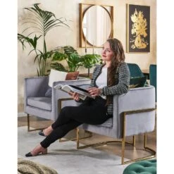 Beliani Fauteuil SIRKKA - Grijs Fluweel -Beliani 30f4df5b83334a909cd596f83d915bb8