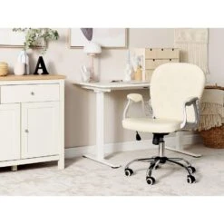 Beliani Bureaustoel PRINCESS - Beige Kunstleer -Beliani 347e9d432d784ae3b5ba1340c14c6eea