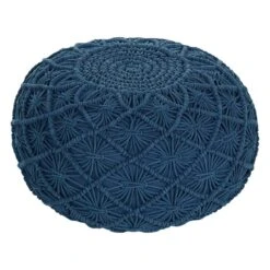 Beliani Poef BERKANE - Blauw Katoen -Beliani 37863a8b64bb42c997432f0888510e72