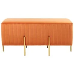 Beliani Hocker DAYTON - Oranje Fluweel -Beliani 4e0f571e557047d491ae0f58b863d9a8