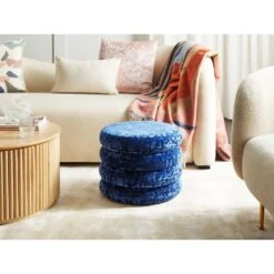 Beliani Poef BREWTON - Blauw Fluweel -Beliani 5b3781ab9a0040b5bd1a43bee5fb1278