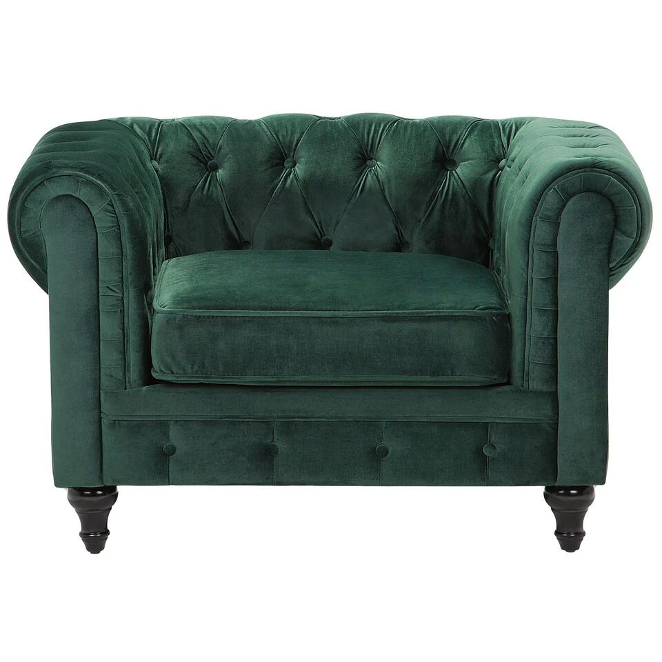 Beliani Fauteuil CHESTERFIELD - Groen Fluweel Beliani Fauteuil CHESTERFIELD - Groen Fluweel -Beliani 644a544b75ca4ee49d2151fb59a3de2a