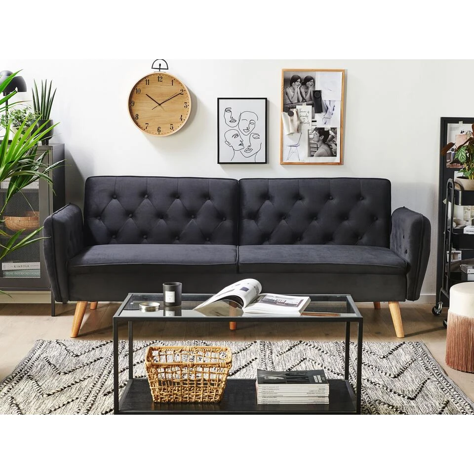 Beliani Slaapbank - BARDU Zwart Fluweel Beliani Slaapbank - BARDU Zwart Fluweel -Beliani 6c34955da9664703a2ad07f486c80f51