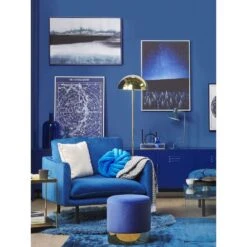 Beliani Fauteuil VINTERBRO - Blauw Fluweel -Beliani 6cf053603ad545d1928d9d73aba6d8e0