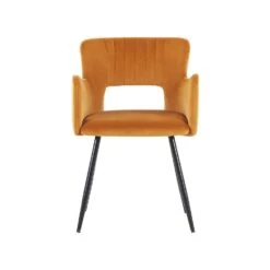 Beliani Eetkamerstoel SANILAC - Oranje Fluweel -Beliani 759d84c45a8f47d1817b8197d763c90c