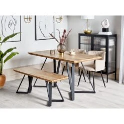Beliani Eettafel UPTON - Lichte Houtkleur Mdf -Beliani 7cf490861de24804889c7416d66b8aa1