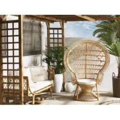 Beliani Fauteuil EMMANUELLE - Beige Rotan -Beliani 837b32f97ad54b0d8f93d30d3ef6e549