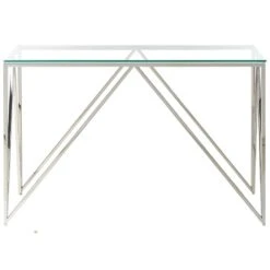 Beliani Consoletafel WESO - Zilver Veiligheidsglas -Beliani a20cb519b5924b6daa0162cd74fef578
