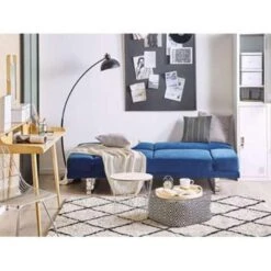 Beliani Slaapbank - YORK Blauw Fluweel -Beliani acc02dc8c93c4697b1c4aad0709c32a9