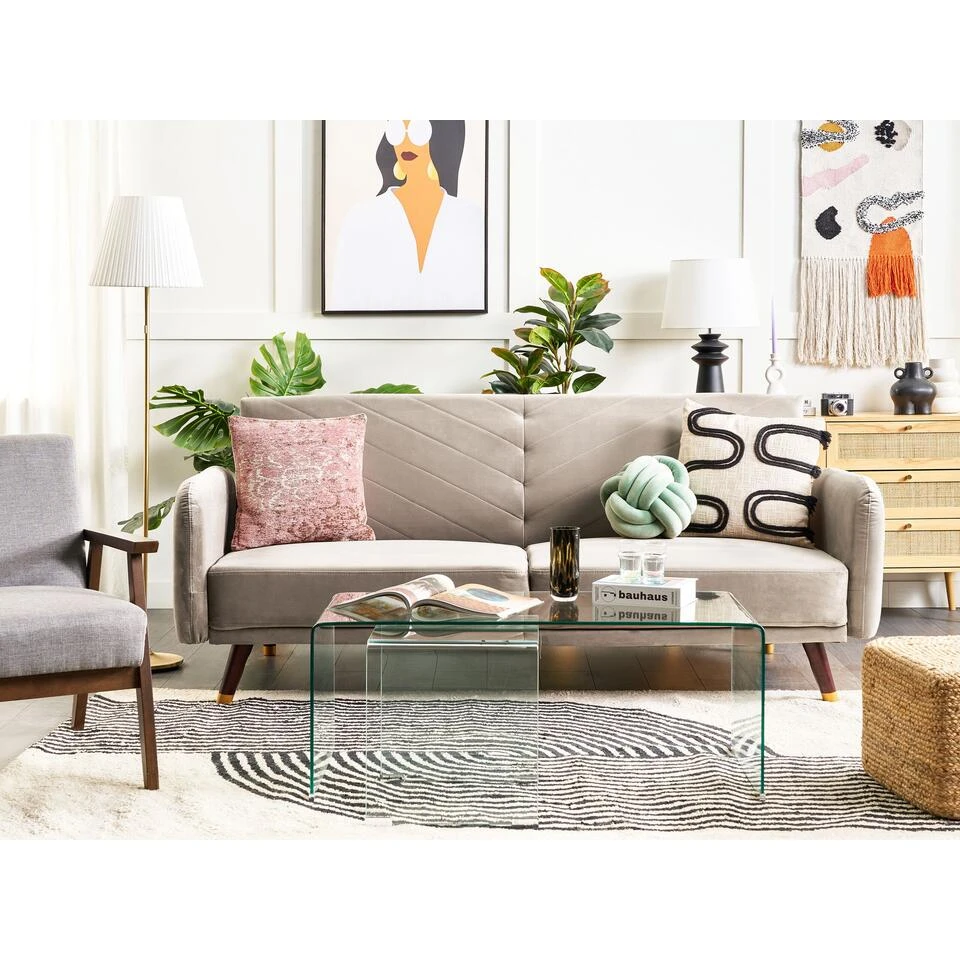 Beliani Driezitsbank - SENJA Beige Fluweel Beliani Driezitsbank - SENJA Beige Fluweel -Beliani bbd2370205484e7293f5c1593c9c7161