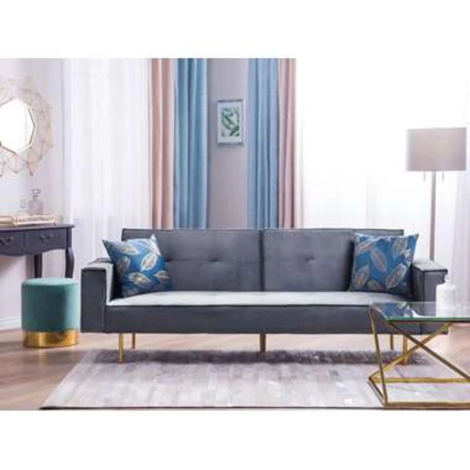 Beliani Driezitsbank - VISNES Grijs Fluweel Beliani Driezitsbank - VISNES Grijs Fluweel -Beliani cd39b5d563e74f7aa7c31172c7bfb862