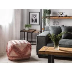 Beliani Poef KOCHI - Roze Katoen, Polyester -Beliani e379fff5641b4c80a53debc5ccc9b13d