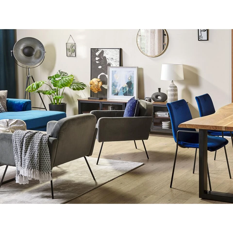 Beliani Fauteuil NARKEN - Grijs Fluweel Beliani Fauteuil NARKEN - Grijs Fluweel -Beliani f7228b3b77744f1e998c8f1696986d3a