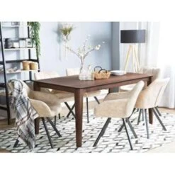 Beliani Eettafel LOTTIE - Donkere Houtkleur Mdf -Beliani f87bfef62f1148beb1b6b75631fd46dc